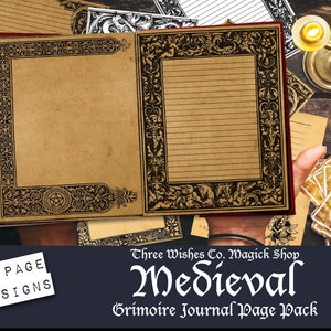 Journal Bundle Medieval Grimoire, Ink Saving, Grimoire Pages, Spell Book, Wicca, Book of Shadows, Witchcraft,  Printable, Digital Download