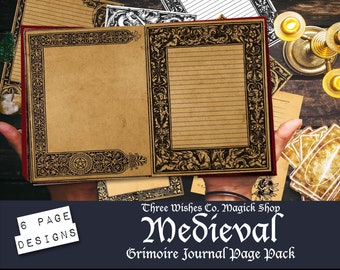 Journal Bundle Medieval Grimoire, Ink Saving, Grimoire Pages, Spell Book, Wicca, Book of Shadows, Witchcraft,  Printable, Digital Download
