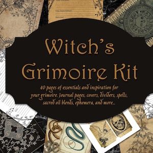 Book of Shadows Kit, Scrapbook, Witch Collage, Spell Book, Wicca, Pagan, Witchcraft, Collage, Junk Journal, Digital Download