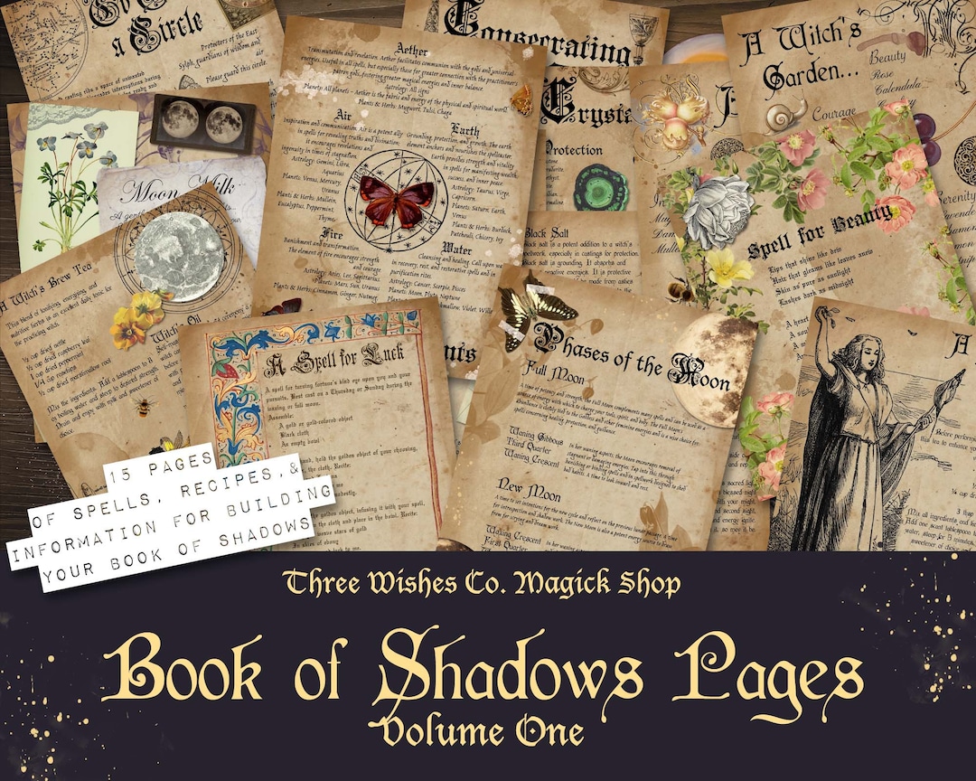 Book of Shadows Pages Vol One Grimoire Witch Ideas Spell Etsy