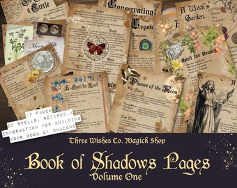 Book of Shadows Pages, Vol One, Grimoire, Witch Ideas, Spell Book, Wicca, Witchcraft, Gifts for Witches, Junk Journal, Digital Download