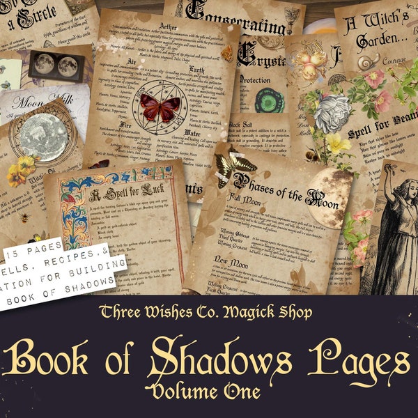 Páginas del Libro de las Sombras, Vol Uno, Grimorio, Ideas de Brujas, Libro de Hechizos, Wicca, Brujería, Regalos para Brujas, Diario Basura, Descarga Digital