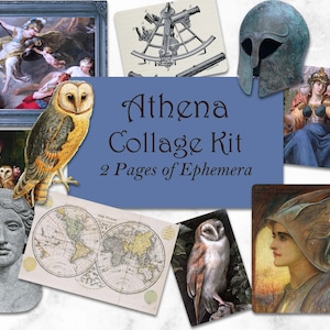Goddess Collage Sheets, Athena, Minerva, PNG, Clipart, Digital Collage, Greek Mythology, Scrapbook Ephemera, Junk Journal, Digital Download