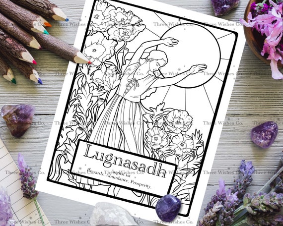 Digital Download Pagan Wicca Book of Spells Printable Wheel of the Year Spring Equinox Coloring Pages Ostara Coloring Page Sabbat