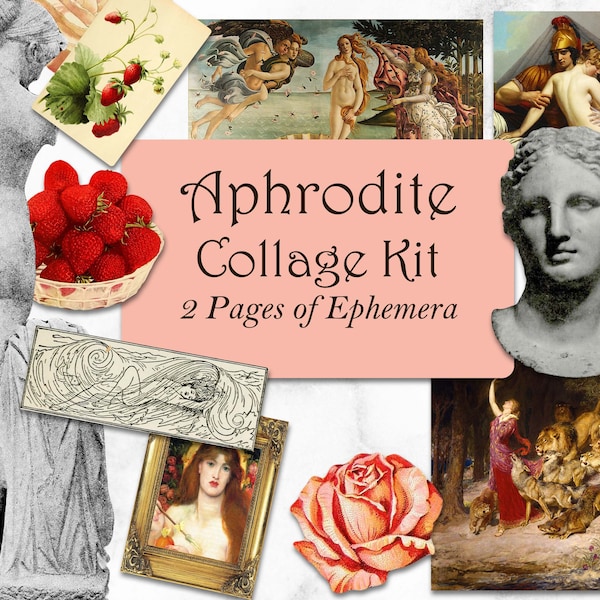 Goddess Collage Sheets, Aphrodite, Venus, Clipart, Greek Mythology, Pagan, Scrapbook Ephemera, Junk Journal, Digital Download