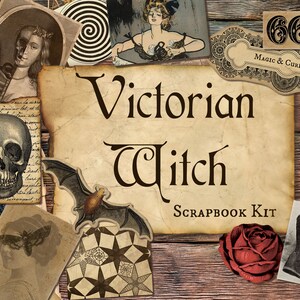 Digital Victorian Witch Grimoire Scrapbook, Witch Collage, Spell Book, Wicca, Pagan, Witchcraft, Collage, Junk Journal, Digital Download