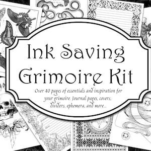 Ink Saving, Grimoire, Book of Shadows Kit, Scrapbook, Witch Collage, Spell Book, Wicca, Pagan, Witchcraft, Junk Journal, Digital Download