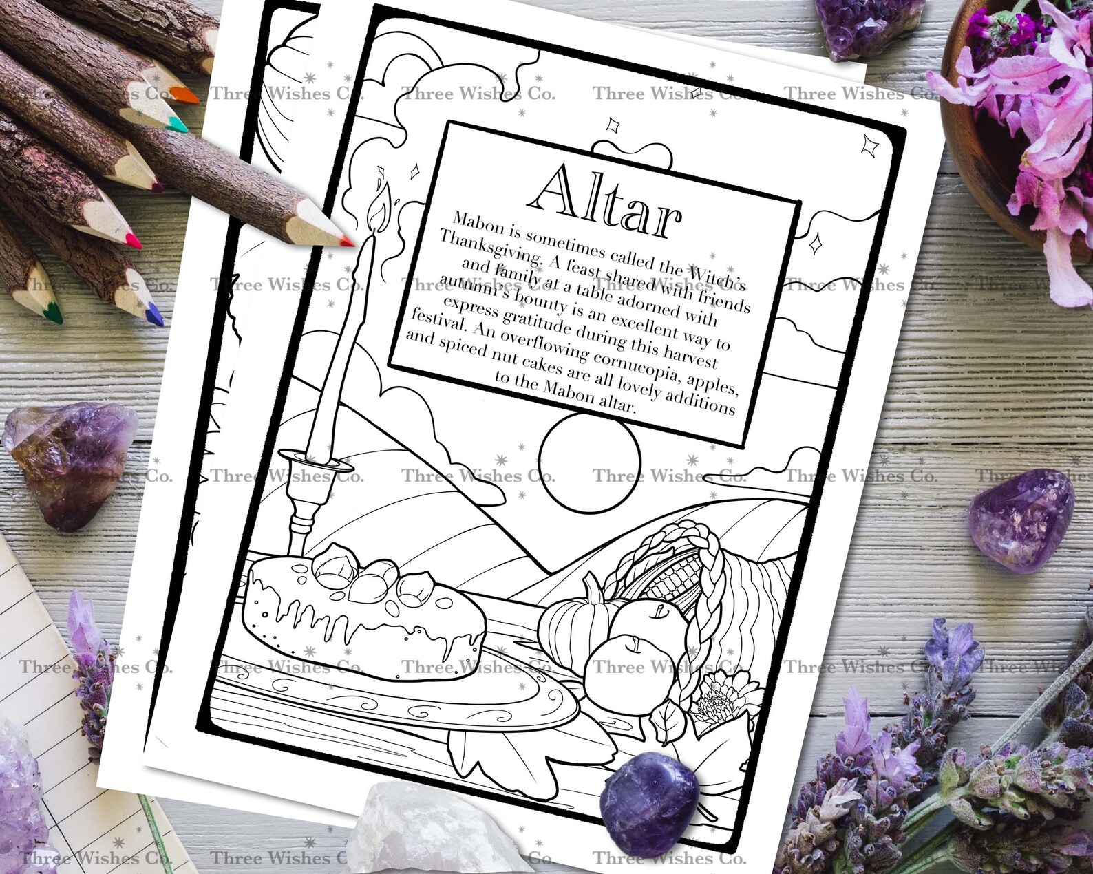 Mabon Coloring Page Sabbat Wheel of the Year Coloring - Etsy