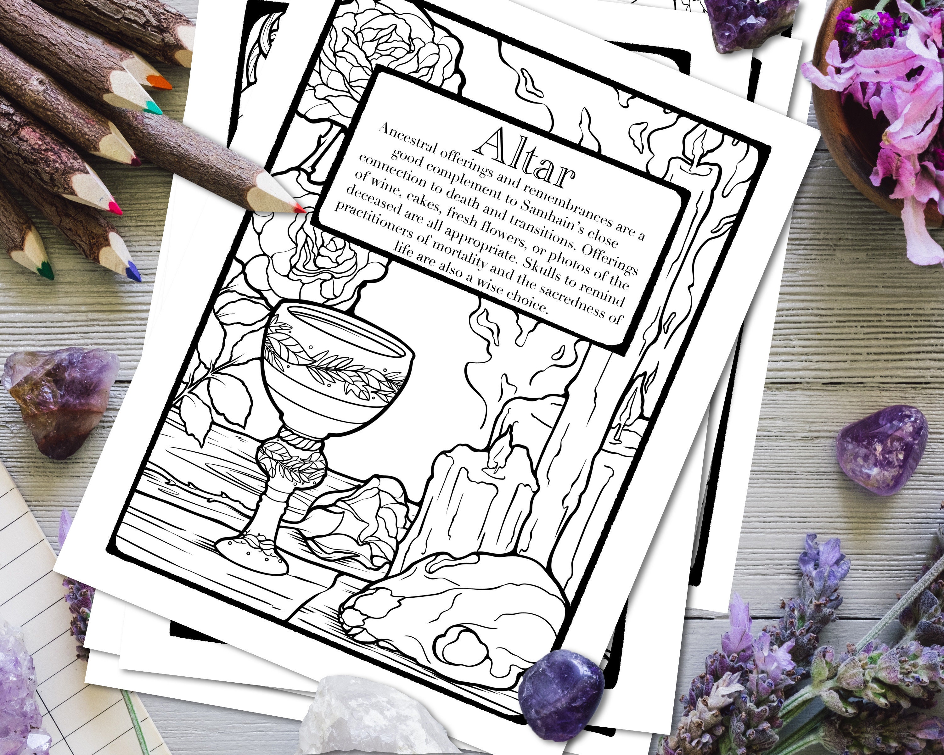 Samhain Coloring Page Sabbat Wheel Of The Year Coloring Etsy