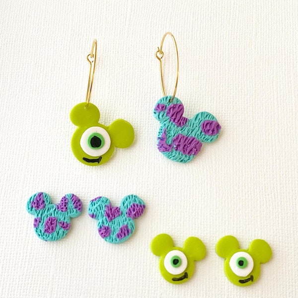 Mike and Sully inspired clay earrings