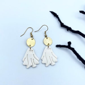 Dancing Ghost Dangle Earrings, Halloween Earrings, Ghost Earrings, Spooky Earrings