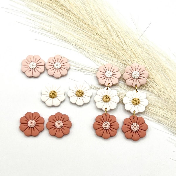 Bonnie flower clay earring, lightweight, handmade earrings, polymer clay earring