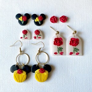 Belle inspired clay earrings