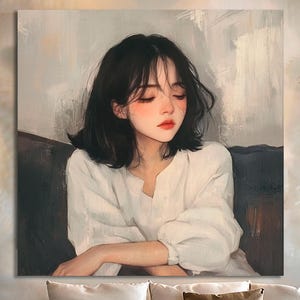 Cute Lady - Original Oil Painting on Canvas, Portrait Painting, Female Wall Art, Figurative Artwork