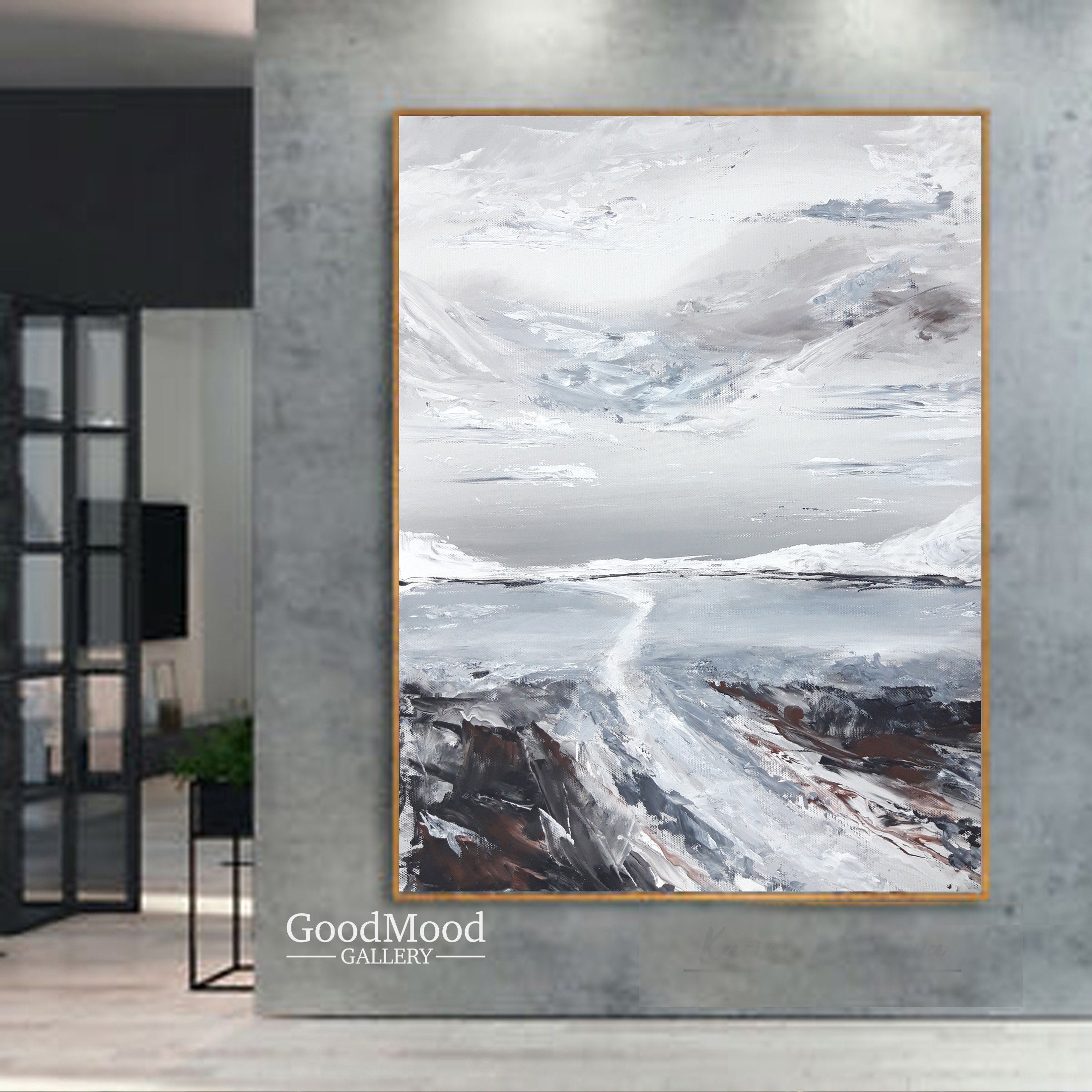 Large Wall Art Oversized Vertical Abstract Painting Canvas Etsy