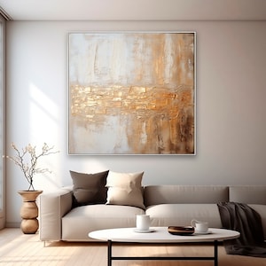 Extra Large Abstract Gold Leaf Painting: Textured Canvas Art