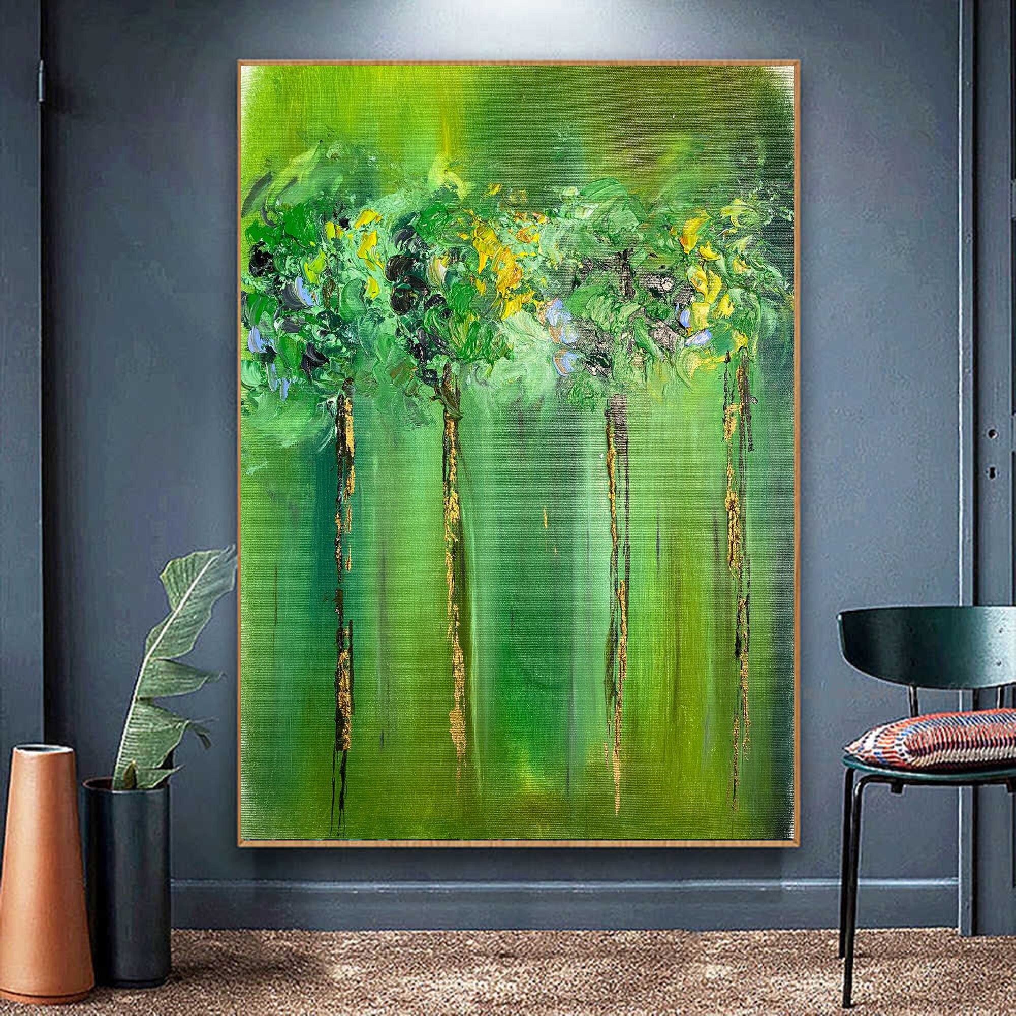 Emerald Green Wall Art,texture Painting,green Forest Wall Art on Canvas ...