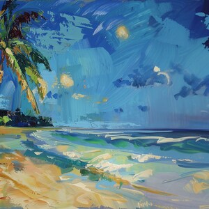 Florida Beach - original oil painting, horithontal wall art