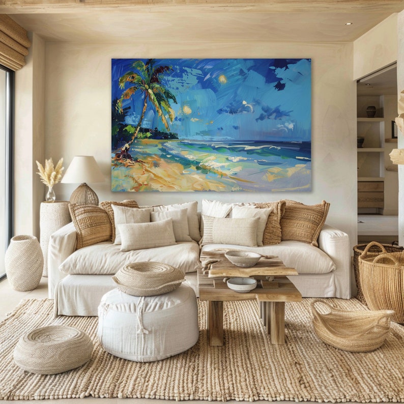 Picture of Coastal Palm Trees Wall Art Canvas Original Design - Etsy