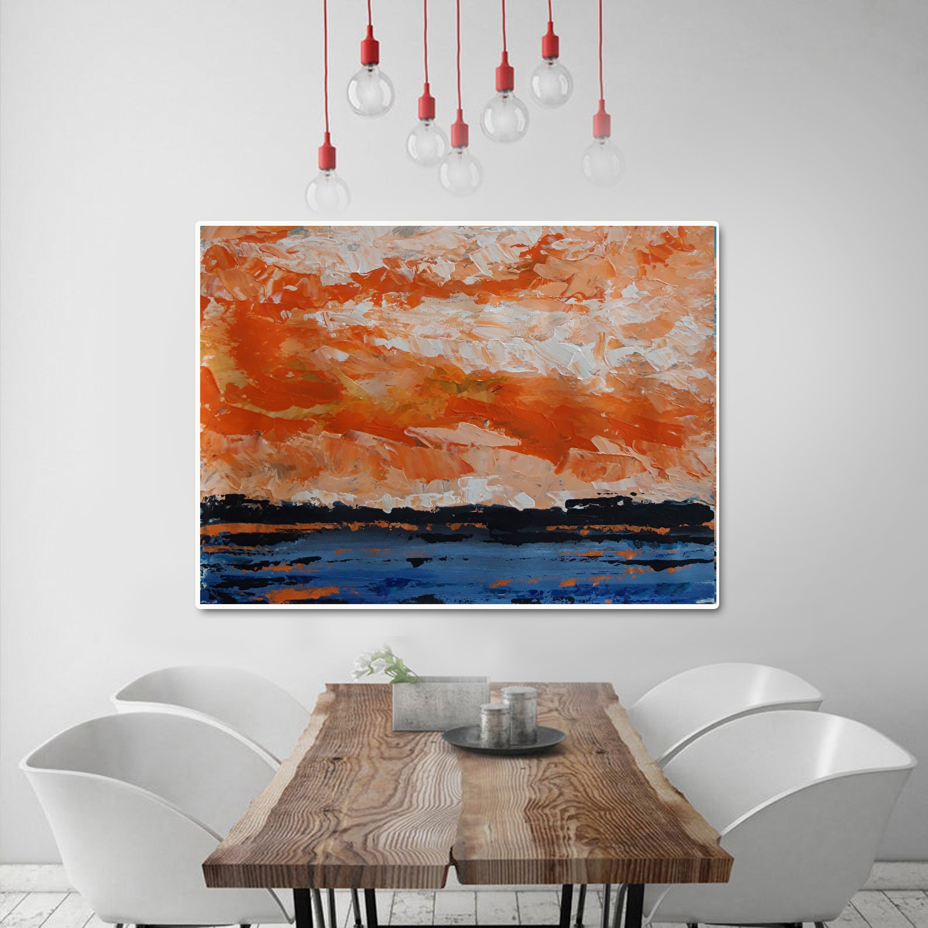 Orange Abstract Wall Art Original Artwork Original Large Wall Etsy
