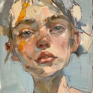 Impasto Oil Painting on Canvas: Expressive Face Portrait, 36x36