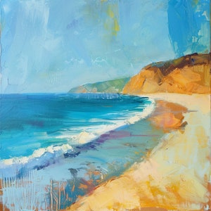 Abstract Seascape Painting: Original Acrylic & Oil Coastal Wall Art
