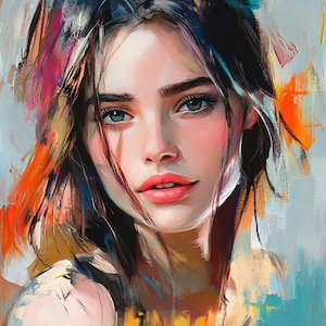 Large Abstract Portrait Painting: Original Acrylic & Oil Canvas Art