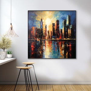 Big Town Abstract Acrylic Painting - Modern Cityscape Art