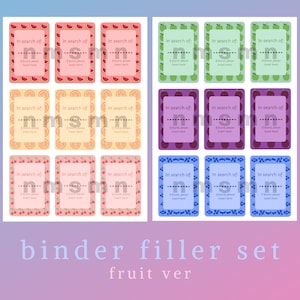 Conjunto de 2 páginas de relleno de KPOP Photocard Binder Sheet Trading card Binder hojas de relleno de página / Fruit Version Descarga digital
