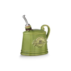 Ceramic oil pot 0,6 lt with pouring cap - ceramic bottle for olive oil - Made in Italy - Cottage Collection