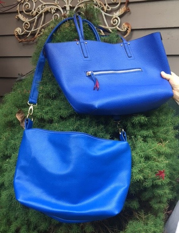 electric blue pebbled leather Gem