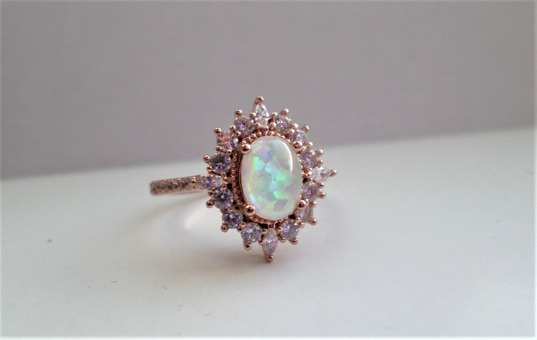 Feueropal Verlobungsring Opal Zirkonia Ring Verlobungsgeschenk Hochzeit ...