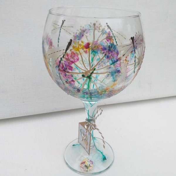 Dragonfly Dream Hand Painted Gin Glass (can personalise) unique, perfect gift painted to order for her for him
