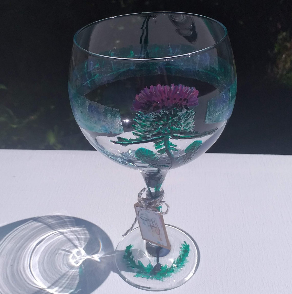 Scottish Thistle Hand Painted Gin Glass can Personalise Etsy