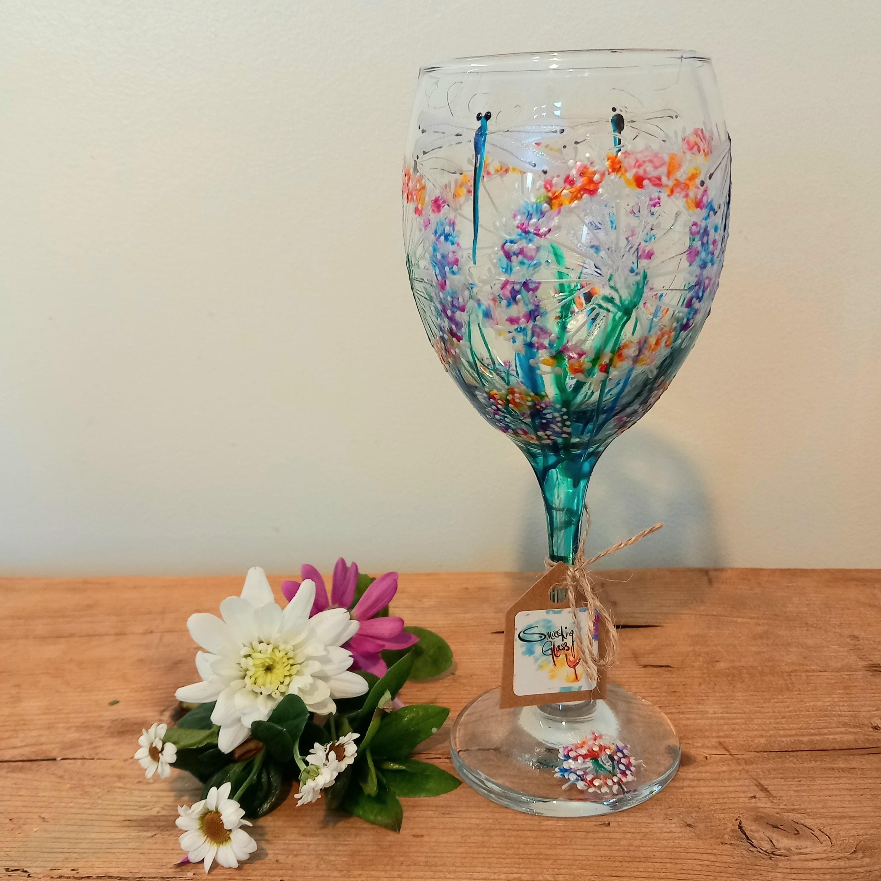 Dragonfly Dream, Hand Painted Wine Glass (can Be Personalised for