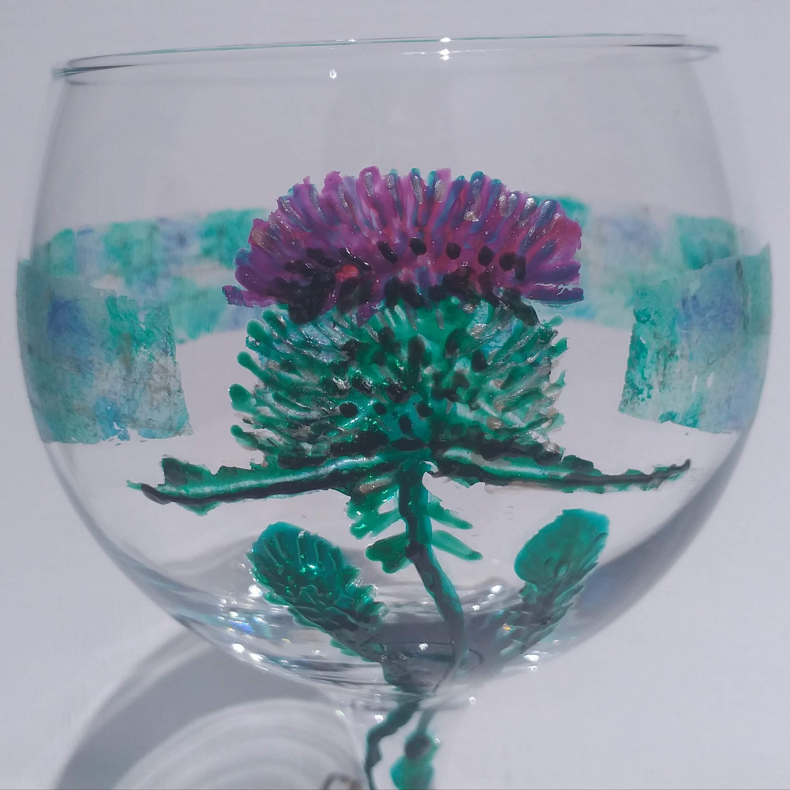 Scottish Thistle Hand Painted Gin Glass can personalise not Etsy