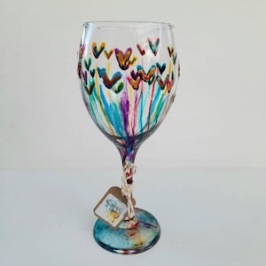 Valentines Colour of Love Wine Glass hand painted glass (can be personalised for free) unique, perfect gift painted to order for her for him