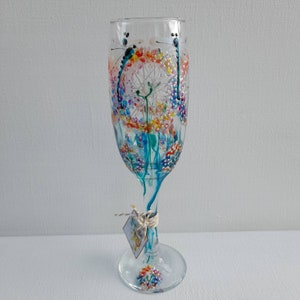 Dragonfly Dream, Champagne Flute, hand painted glass (can personalise) not in stock, painted to order