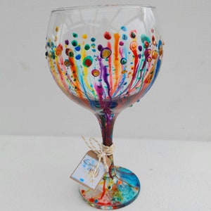 Colour Carnival, Hand Painted Gin Glass (can personalise) unique, perfect gift painted to order for her for him