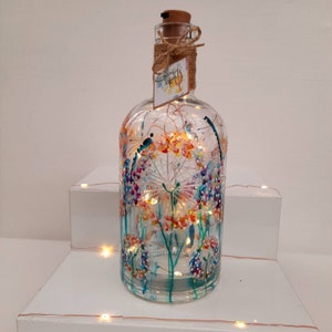 Dragonfly Dream, Hand Painted Bottle Light Decanter (can be personalised for free) unique, perfect gift painted to order for her for him