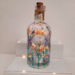 Dragonfly Dream, Hand Painted Bottle Light Decanter (can be personalised for free) unique, perfect gift for her for him