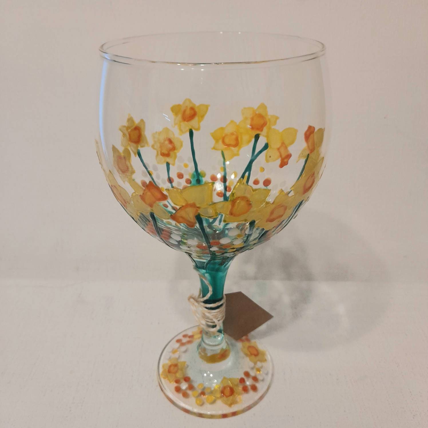 Tete a Tete Daffodils Hand Painted Gin Glass can Personalise Etsy