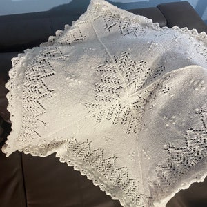 Handmade Knit Baptism Baby Blanket