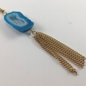 Blue Quartz Geode Cross-Section Necklace