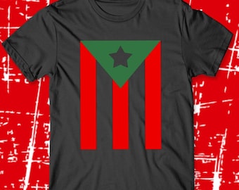 Red Black and Green Afro Rican flag t-shirt