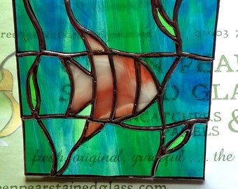 Angel Fish stained glass panel suncatcher