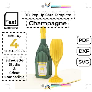 Pop Up Champagne Celebration DIY Card Template for cutting machine (Digital Download)