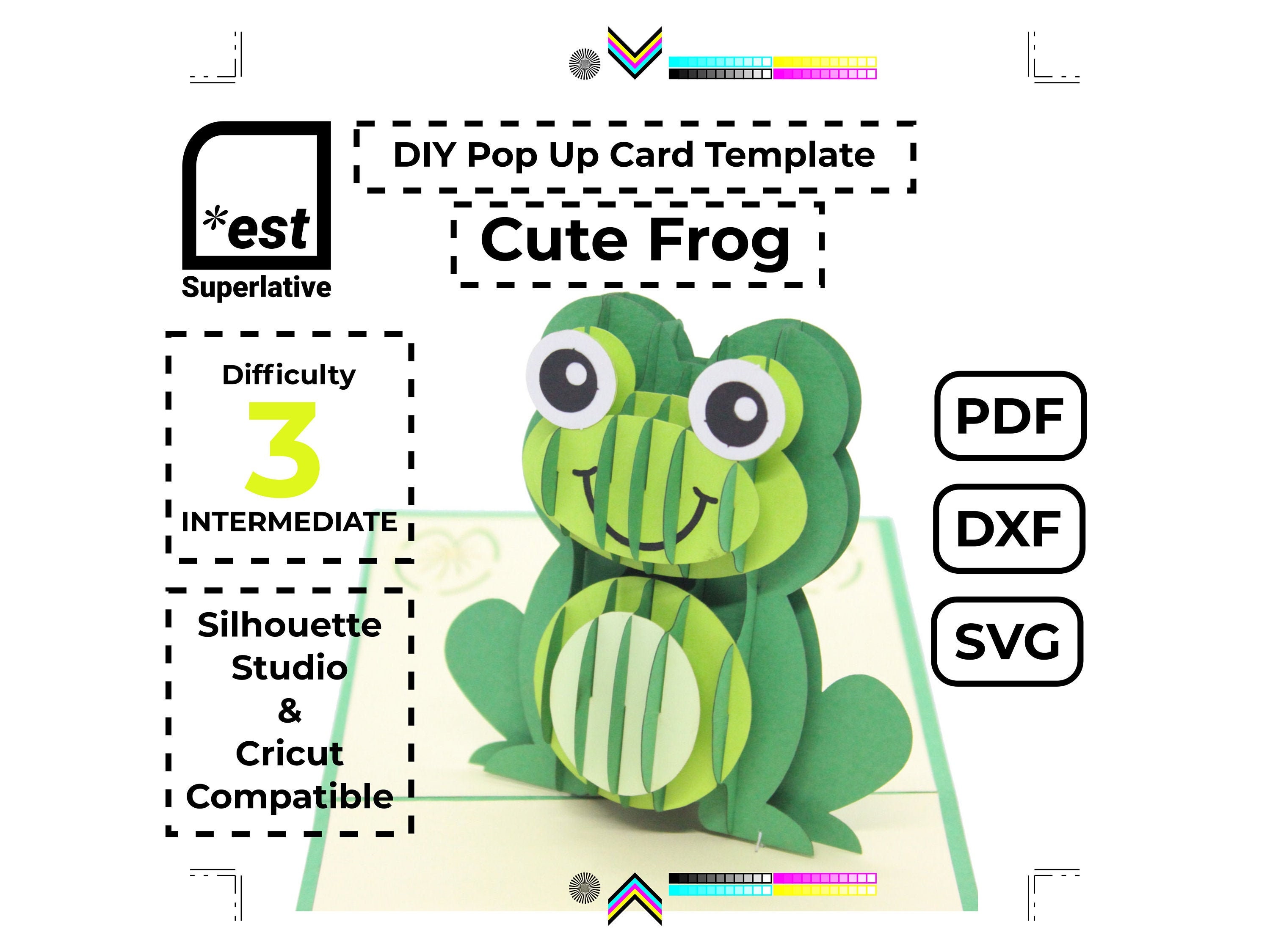 luge Alarmerende vogn Pop up Frog Card Template digital Download - Etsy