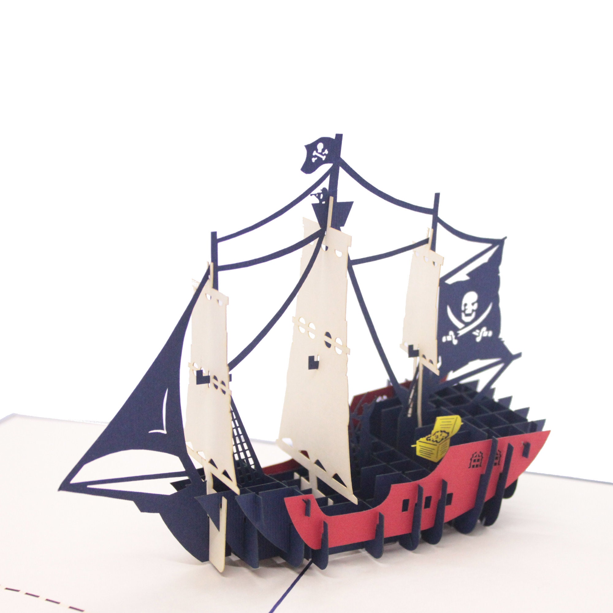 Pop up Pirate Ship Card Template for Silhouette and Cricut digital Download  
