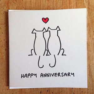 Hand drawn happy anniversary Stick Dog card